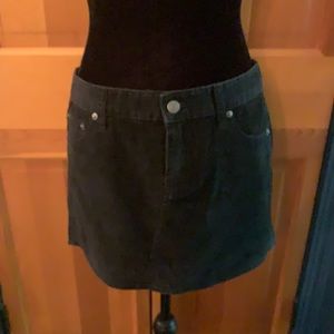 London Jean black cordory mini skirt.